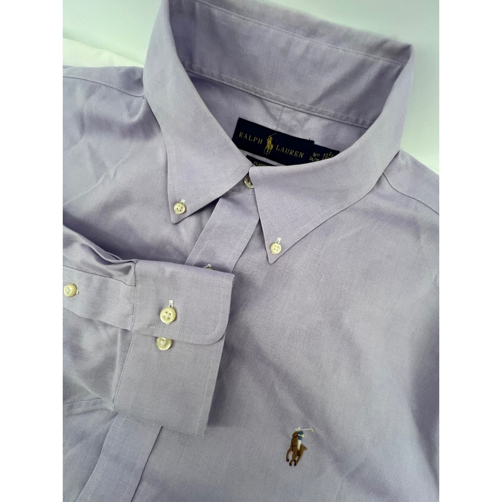 Ralph Lauren Mens Classic Fit Easy Care Button Down Shirt Lavender S 16.5 34/35
